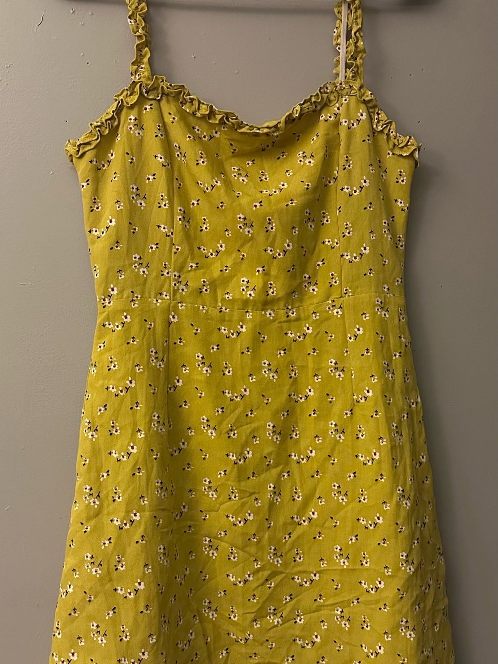Yellow Floral Ruffle-Trim Sundress